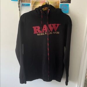 RAW Black Hoodie with Red Logo